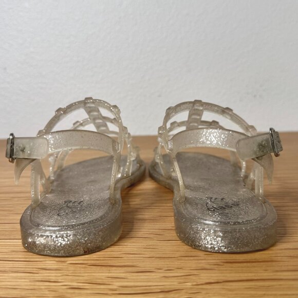 GIRLS ART CLASS CLEAR SILVER GLITTER JELLY SANDALS SIZE 3 GUC STUDDED BUCKLE - Picture 4 of 6